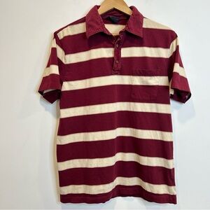 ☀️ 3/$15 Banana Republic Pima Cotton Polo Shirt Men’s Red and Cream Stripe